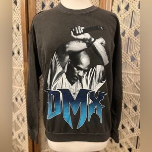 DMX Black Crew Neck Graphic Sweatshirt with Blue Design